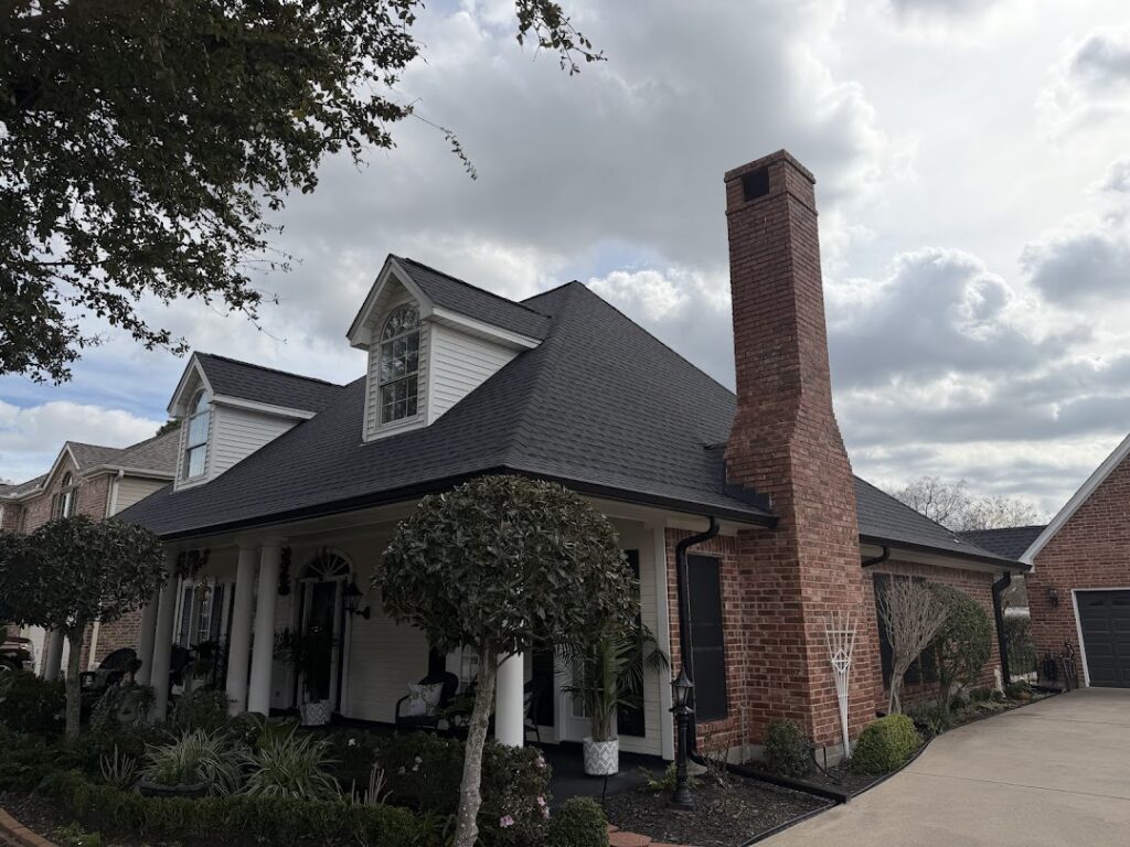 eamless gutter installation on residential home in Port Arthur TX by Top Notch Seamless Rain Gutters and Siding LLC